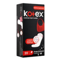 Kotex 20 Single Unscented Wrapped Panty Liners